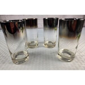 Dorothy Thorpe Mercury Silver Fade Ombre Highball Glasses Set Of 4 Lusterware